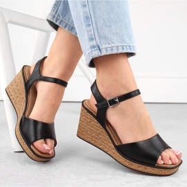 Sandalias cuña mujer negras Sergio Leone SK229 negro 3