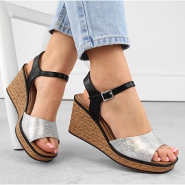 Sandalias cuña mujer plateadas Sergio Leone SK229 plata 3
