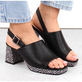Sandalias de mujer con tacón decorativo, negro Sergio Leone SK572 8