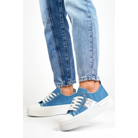 Zapatillas de mezclilla de mujer de moda con suela de plataforma gruesa. azul 4