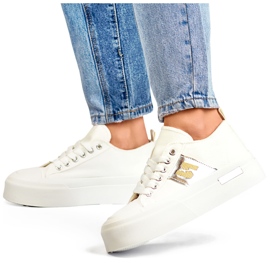 Zapatillas de mujer blancas de moda con suela de plataforma gruesa. blanco 3