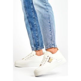 Zapatillas de mujer blancas de moda con suela de plataforma gruesa. blanco 4