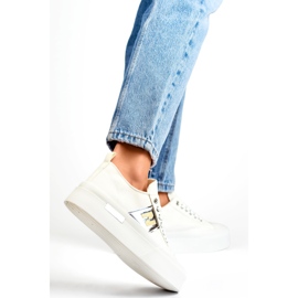 Zapatillas de mujer blancas de moda con suela de plataforma gruesa. blanco 2