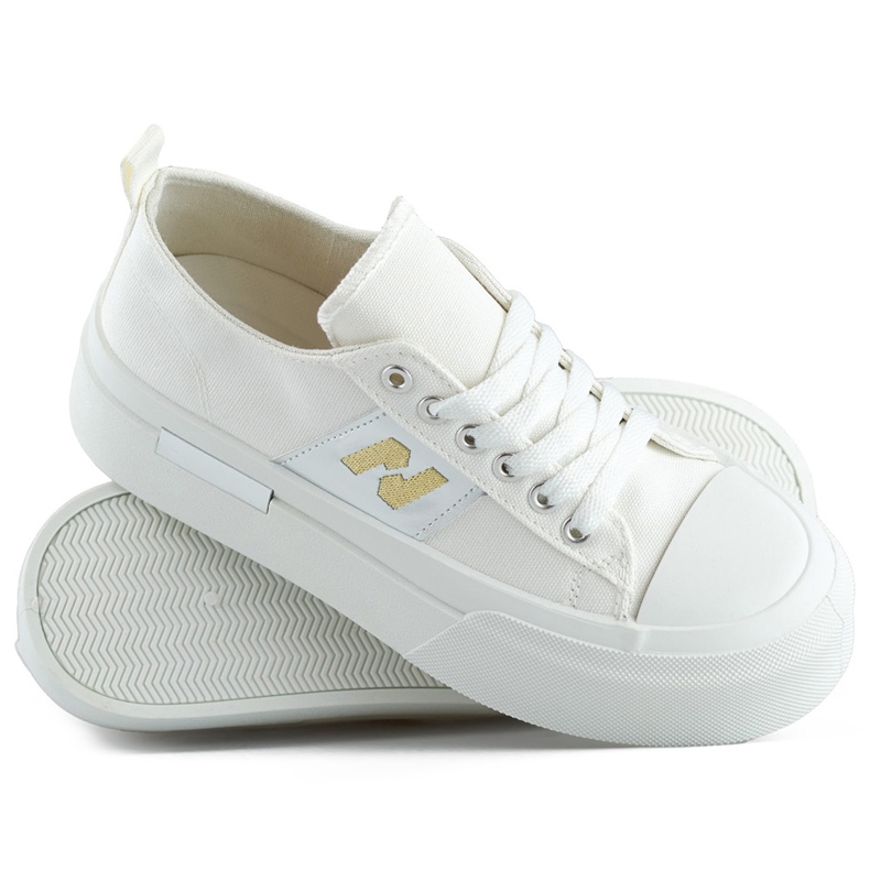 Zapatillas de mujer blancas de moda con suela de plataforma gruesa. blanco 1