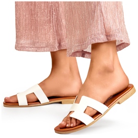 Chanclas mujer piel blancas, chanclas clásicas piel blanca blanco 3