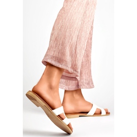 Chanclas mujer piel blancas, chanclas clásicas piel blanca blanco 2