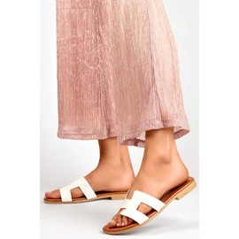 Chanclas mujer piel blancas, chanclas clásicas piel blanca blanco 4