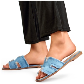 Chanclas vaqueras de mujer con suela plana. azul 3