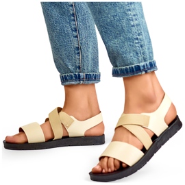 Sandalias elásticas beige con pala entallada y banda elástica 4