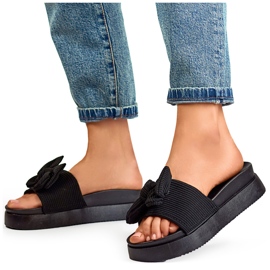 Zapatillas de mujer negras con lazo sobre suela gruesa. negro 3