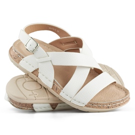 Sandalias de mujer blancas con plantilla de piel. blanco 1