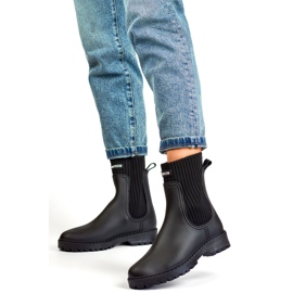 Botas de agua negras para mujer con parte superior tipo calcetín elástica negro 2 Botas de agua negras para mujer con parte superior tipo calcetín elástica negro 2