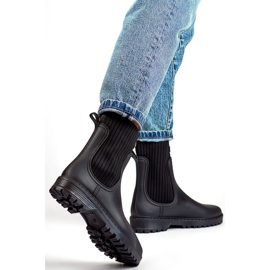 Botas de agua negras para mujer con parte superior tipo calcetín elástica negro 4