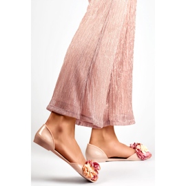 Bailarinas abiertas mujer beige flores 2