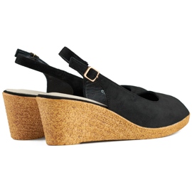 Sandalias negras de mujer con cuña baja negro 1