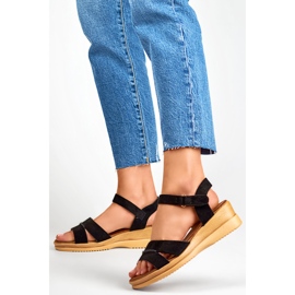 Sandalias cuña ante negro, sandalias cómodas de mujer 3