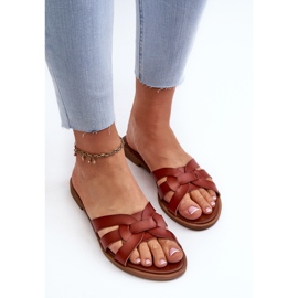 Chanclas de Mujer con Tacón Plano en Piel Ecológica Marrón Rosalini 5