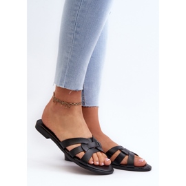 Chanclas Planas para Mujer en Piel Ecológica, Negro Rosalini 2