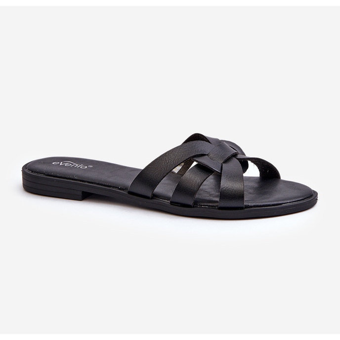 Chanclas Planas para Mujer en Piel Ecológica, Negro Rosalini 1