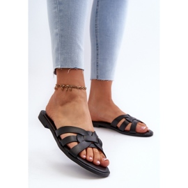 Chanclas Planas para Mujer en Piel Ecológica, Negro Rosalini 3