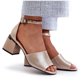 Vinceza Sandalias de Tacón Alto para Mujer Fabricadas en Piel Ecológica, Dorado Horissa beige 10