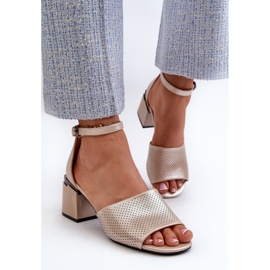 Vinceza Sandalias de Tacón Alto para Mujer Fabricadas en Piel Ecológica, Dorado Horissa beige 5