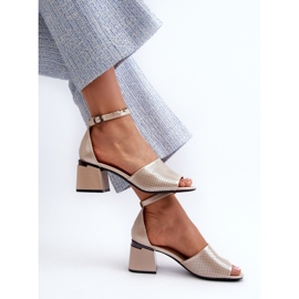 Vinceza Sandalias de Tacón Alto para Mujer Fabricadas en Piel Ecológica, Dorado Horissa beige 9