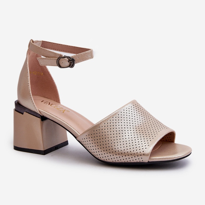 Vinceza Sandalias de Tacón Alto para Mujer Fabricadas en Piel Ecológica, Dorado Horissa beige 2