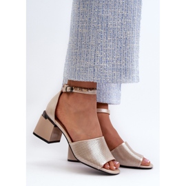 Vinceza Sandalias de Tacón Alto para Mujer Fabricadas en Piel Ecológica, Dorado Horissa beige 3