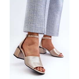 Vinceza Sandalias de Tacón Alto para Mujer Fabricadas en Piel Ecológica, Dorado Horissa beige 4