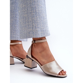 Vinceza Sandalias de Tacón Alto para Mujer Fabricadas en Piel Ecológica, Dorado Horissa beige 6