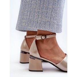 Vinceza Sandalias de Tacón Alto para Mujer Fabricadas en Piel Ecológica, Dorado Horissa beige 7