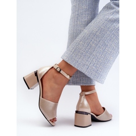 Vinceza Sandalias de Tacón Alto para Mujer Fabricadas en Piel Ecológica, Dorado Horissa beige 8