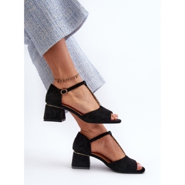 Vinceza Sandalias de Mujer con Tacón Bloque y Tira Decorativa, Ante Ecológico, Negro Obivena 8