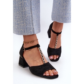 Vinceza Sandalias de Mujer con Tacón Bloque y Tira Decorativa, Ante Ecológico, Negro Obivena 4