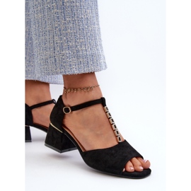 Vinceza Sandalias de Mujer con Tacón Bloque y Tira Decorativa, Ante Ecológico, Negro Obivena 5