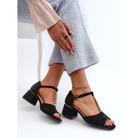 Vinceza Sandalias de Mujer con Tacón Bloque y Tira Decorativa, Ante Ecológico, Negro Obivena 7