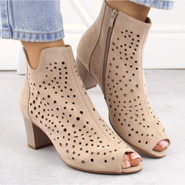 Botines mujer ante calado beige Jezzi ASA169-11 6