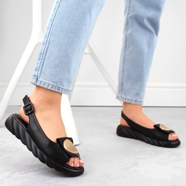 Sandalias mujer cómodas de piel con plataforma negra Artiker 52C1630 negro 1