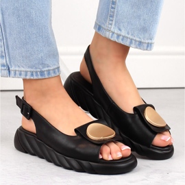 Sandalias mujer cómodas de piel con plataforma negra Artiker 52C1630 negro 2