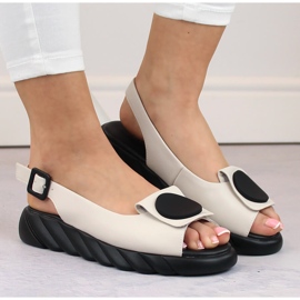 Sandalias mujer cómodas de piel con plataforma beige Artiker 52C1639 2