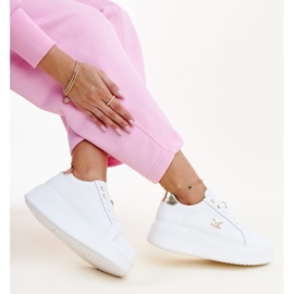 Deportivas blancas de piel con suela alta, Melita blanco 1
