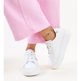 Deportivas blancas de piel con suela alta, Melita blanco 2