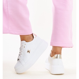 Deportivas blancas de piel con suela alta, Melita blanco 3