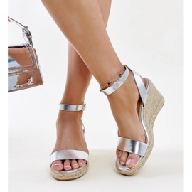 Sandalias cuña Koura plateadas plata 2