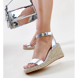Sandalias cuña Koura plateadas plata 4