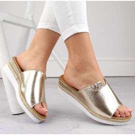 Potocki W WOL145A Sandalias cuña metalizadas, dorado 1