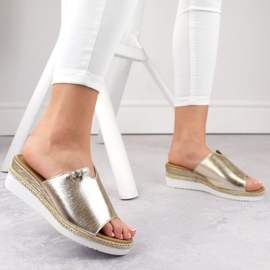 Potocki W WOL145A Sandalias cuña metalizadas, dorado 2