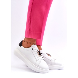 Vinceza Zapatillas De Mujer De Piel Con Osito De Peluche, Blanco Mirven 1