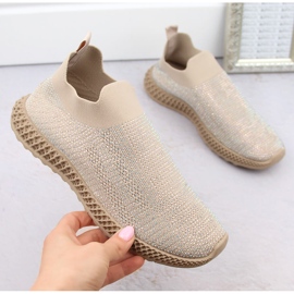 S.Barski Deportivas slip-on de mujer con circonitas beige D&amp;A TW121 2